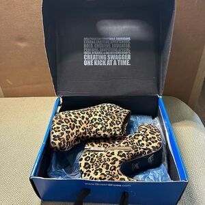 Leopard Print Stiletto High Heels Shoes Ankle Boots Booties Platform Size 5.5
